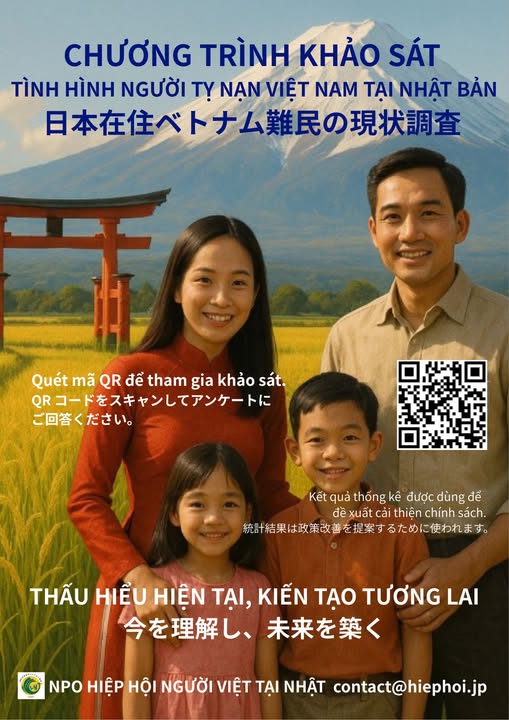 THÔNG BÁO CHƯƠNG TRÌNH KHẢO SÁT-TÌNH HÌNH NGƯỜI TỴ NẠN VIỆT NAM TẠI NHẬT BẢN 2025-2026